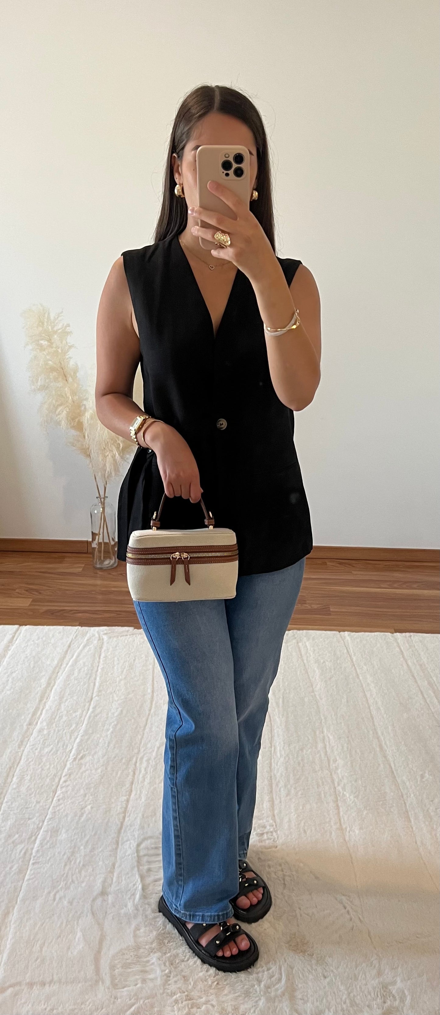 Gilet sans manches lin - Noir