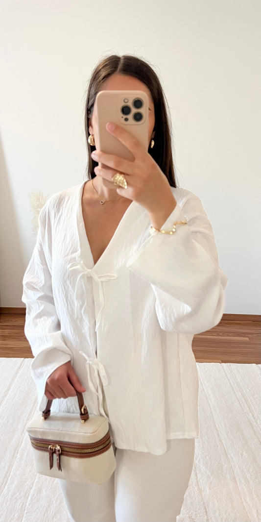 Chemisier à noeuds - Blanc