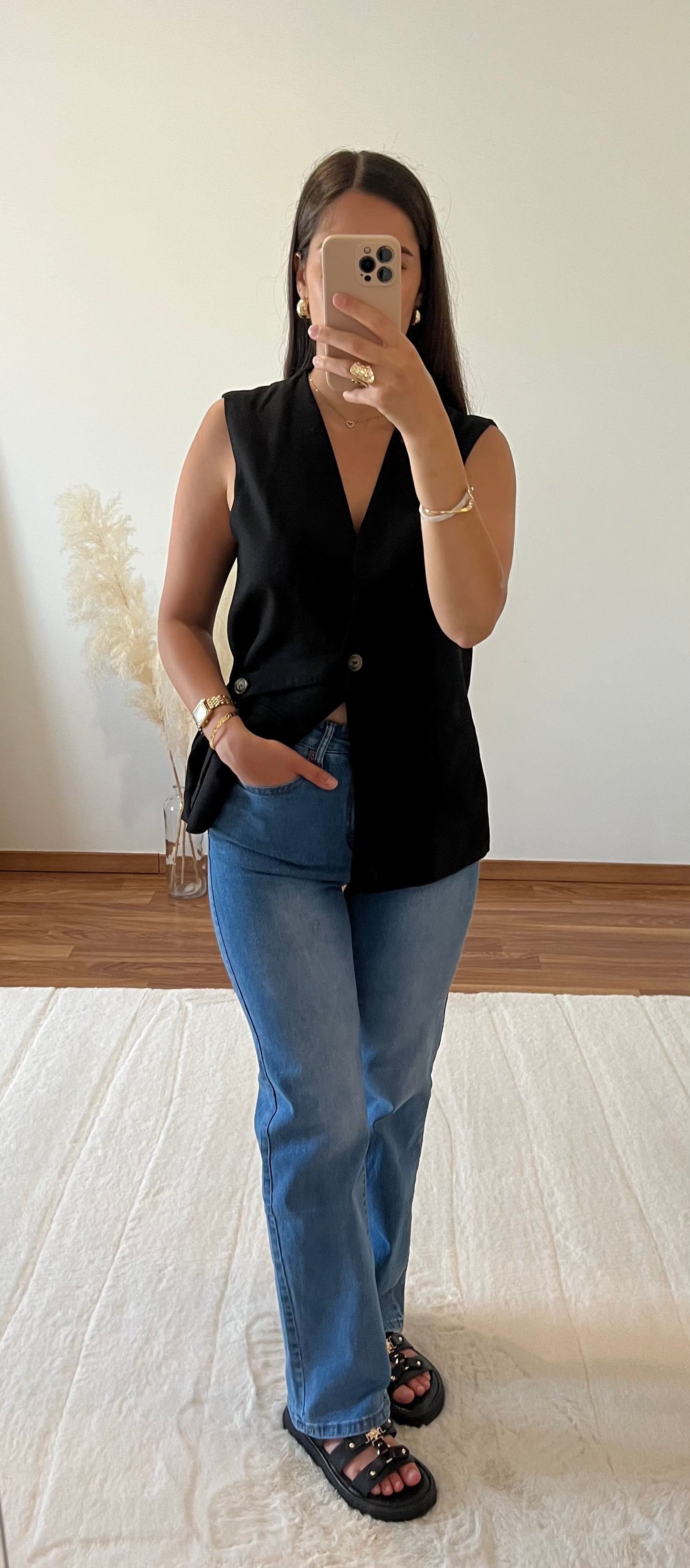 Gilet sans manches lin - Noir