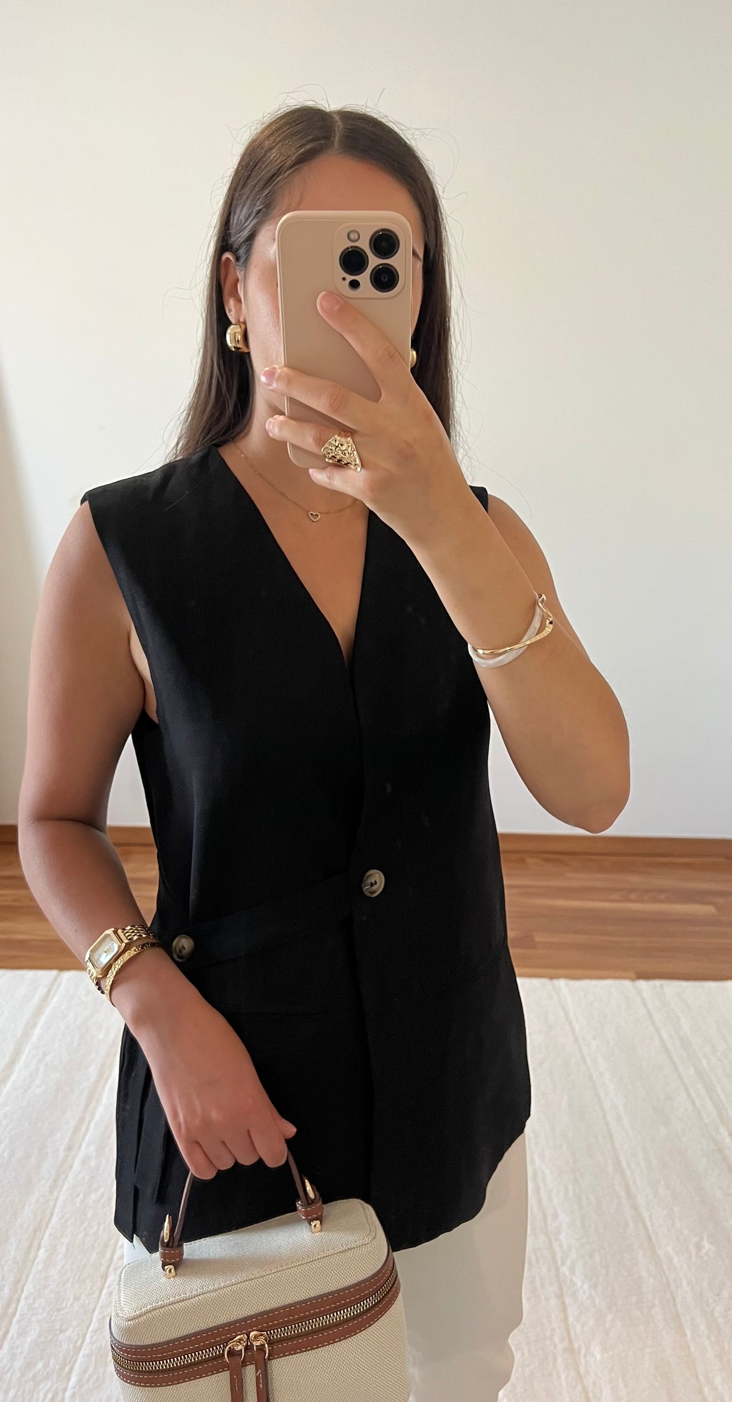Gilet sans manches lin - Noir