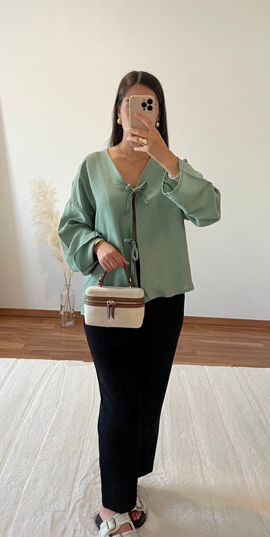 Chemisier à noeuds - Vert d’eau