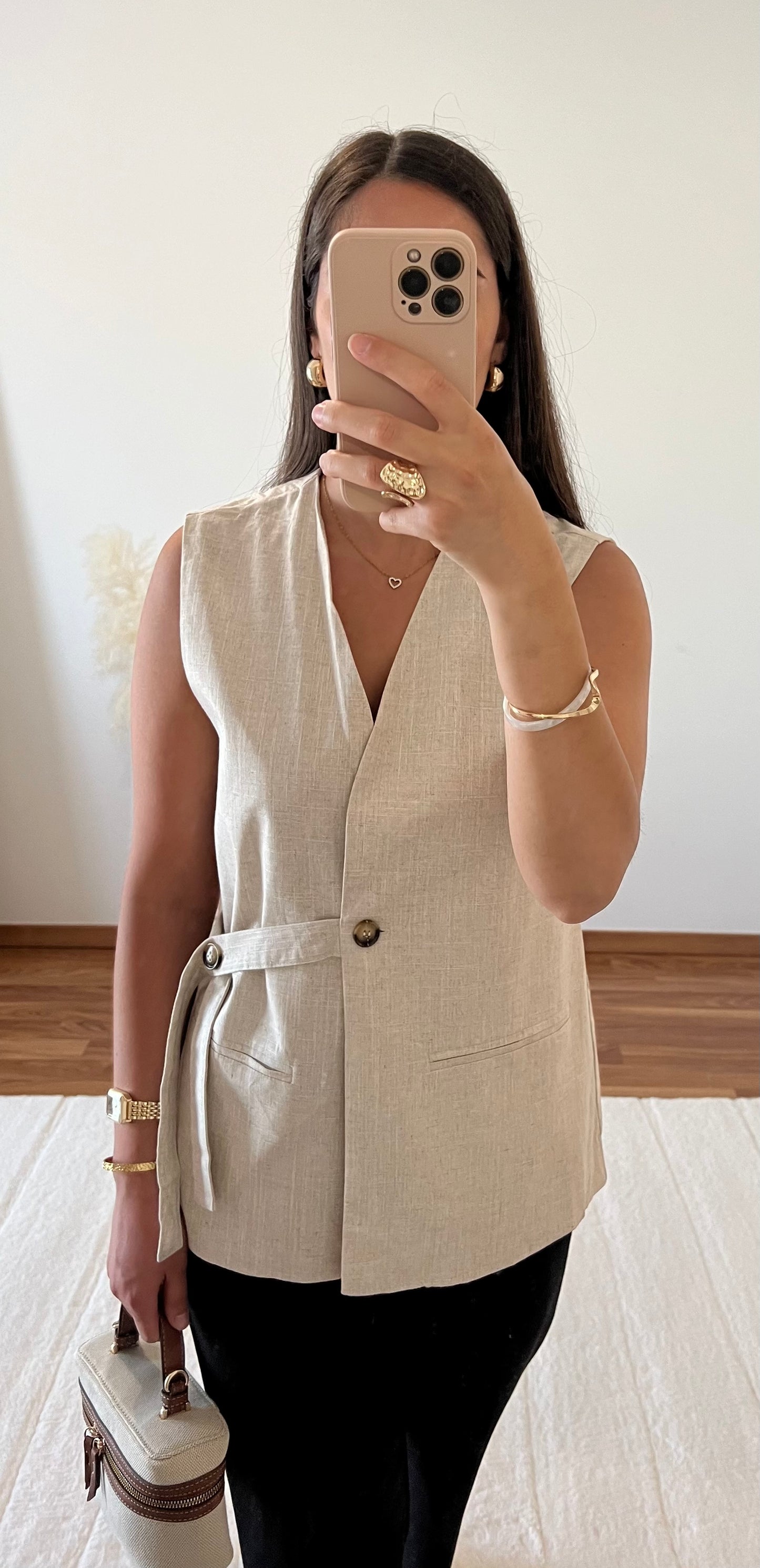 Gilet sans manches lin - Beige