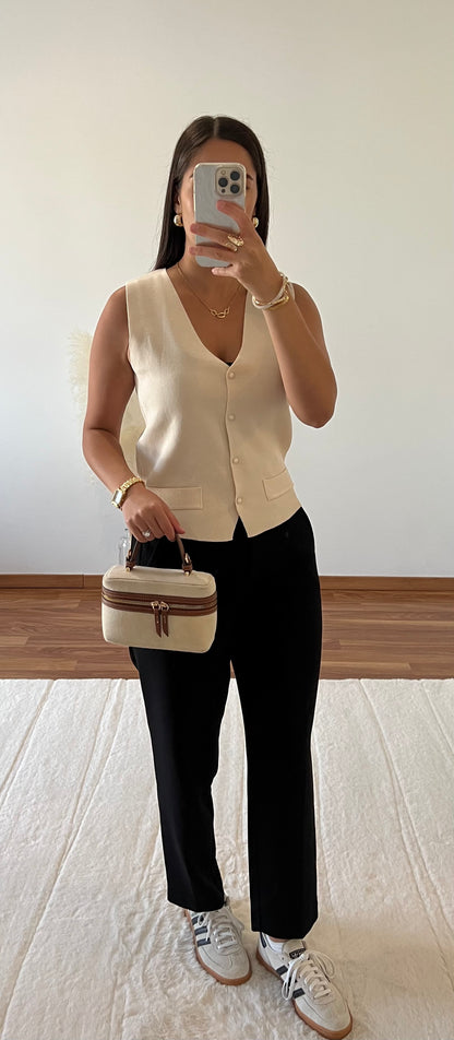 Gilet sans manches maille - Beige
