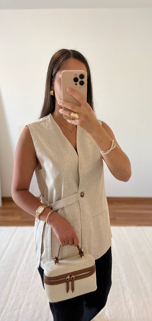 Gilet sans manches lin - Beige